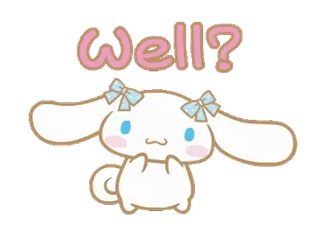 ⭐ Cinnamoroll Well? Cinnamoroll, cute, bunny, Sanrio, kawaii, question telegram sticker