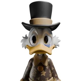 😢 Scrooge McDuck Sknerus McKwacz, kaczka, kreskówka, Disney, postać, cylinder whatsapp sticker