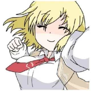 ✨ Garota anime, Desenho animado, Feliz, Cabelo loiro, Gravata, Anime, Mangá telegram sticker