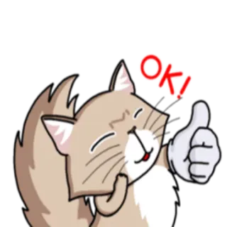 👌 OK! cat, ok, thumb up, approval, cute, happy telegram sticker