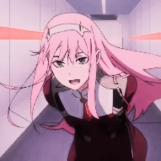 🍓 Zero Two Darling in the Franxx Anime, pinke Haare, Zero Two, Darling in the Franxx, Mädchen telegram sticker