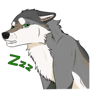 ☕️ ZZZ lobo, durmiendo, cansado, dibujos animados, animal, zzz whatsapp sticker