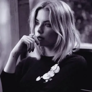 🍓 woman, portrait, person, female, black and white, thinking, beauty telegram sticker