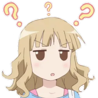 ⁉️ อนิเมะ, ผู้หญิง, เครื่องหมายคำถาม, สับสน, คิด, สติกเกอร์ telegram sticker
