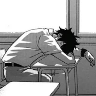 🫂 Anime, Manga, durmiendo, cansado, estudiante, escuela, aula telegram sticker