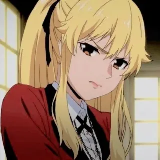🦮 Mary Saotome Kakegurui Anime, Kakegurui, Mary Saotome, Rubia, Uniforme escolar, Enojada, Expresión, Apuestas telegram sticker