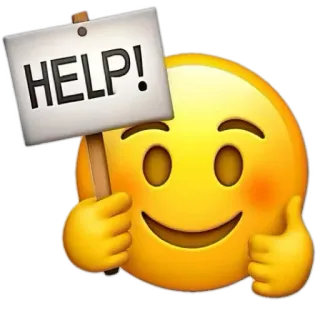 😊 HELP! Biểu tượng cảm xúc, Giúp đỡ, Dấu hiệu, Hỗ trợ, Khẩn cấp whatsapp sticker