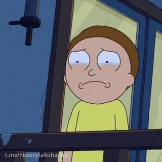 😐 Morty Smith Rick and Morty t.me/historytalkchannel Cartoon, traurig, weinend, Morty, Rick and Morty whatsapp sticker
