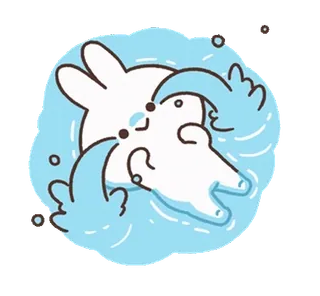😭 dễ thương, hoạt hình, thỏ, động vật, sticker, trắng, xanh dương, kawaii whatsapp sticker