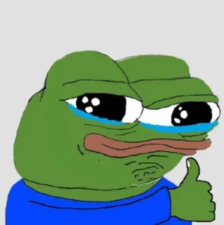 👍 Pepe the Frog pepe, rana, meme, meme de internet, triste, llorar, pulgares arriba telegram sticker