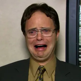 😭 Dwight Schrute The Office pleurer, bureau, triste, série tv, drôle telegram sticker