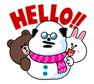 🙋 HELLO! สวัสดี, ทักทาย, การ์ตูน, หมี, กระต่าย, ตัวละคร telegram sticker