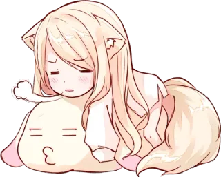 😞 Anime, Kawaii, Fille chat, Mignon, Dormant, Moe whatsapp sticker