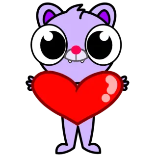 ❤️ süß, Tier, Cartoon, Herz, lila, Illustration whatsapp sticker