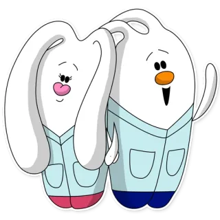 👫 Мультик, Персонажи, Милые, Животные, Белый, Пара telegram sticker