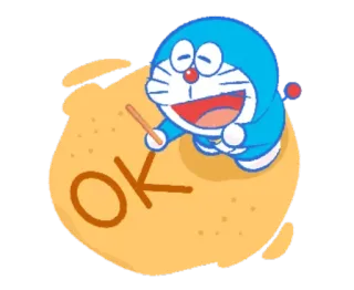 🆗 Doraemon OK Katze, Roboter, Cartoon, süß, ok telegram sticker