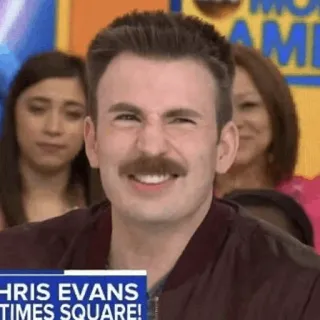 🌪 Chris Evans ator, celebridade, bigode, Times Square, feliz telegram sticker