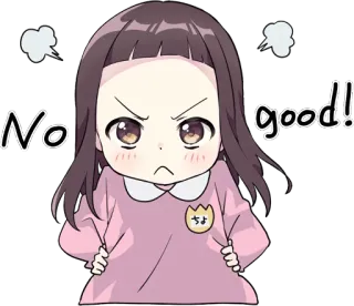 😤 No good! bravo, frustrado, ruim, anime, garota, fofo telegram sticker