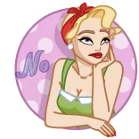😑 No femme, sticker, rétro, vintage, agacée, ennuyée, désaccord whatsapp sticker