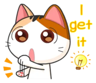💡 I get it chat, ampoule, idée, mignon, dessin animé, emoji, sticker, compréhension whatsapp sticker