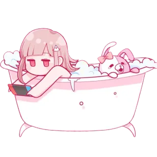 🎮 Chiaki Nanami Danganronpa anime, cute, bathtub, chiaki nanami, danganronpa, monomi telegram sticker