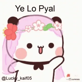 😘 Ye Lo Pyal mignon, panda, dessin animé, couronne de fleurs, kawaii telegram sticker