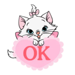 😉 Marie The Aristocats OK gato, gatito, lindo, dibujos animados, OK, rosa, adorable, Disney telegram sticker