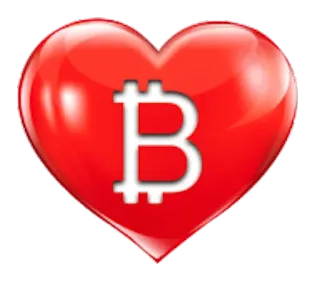 👻 Bitcoin, Cripto, Criptomoneda, Corazón, Corazón rojo, Logo Bitcoin, Moneda digital whatsapp sticker