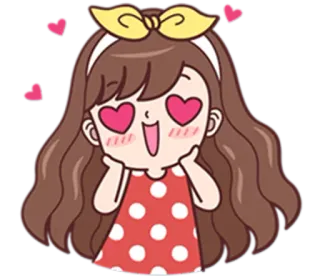 😍 amore, cartone animato, occhi a cuore, carino, ragazza, animazione telegram sticker