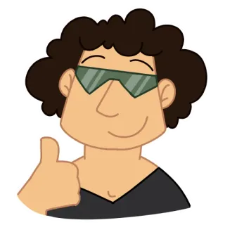 👍 Pollice in su, Cartone animato, Occhiali da sole, Approvazione, Positivo, Ok telegram sticker
