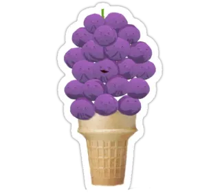 🍦 grape, ice cream, cone, dessert, fruit telegram sticker