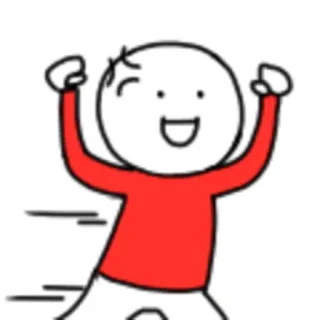 😠 cartoon, stick figure, happy, red shirt, celebration whatsapp sticker