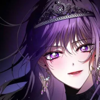 🔮 wanita, mahkota, rambut ungu, anime, manga, ilustrasi telegram sticker