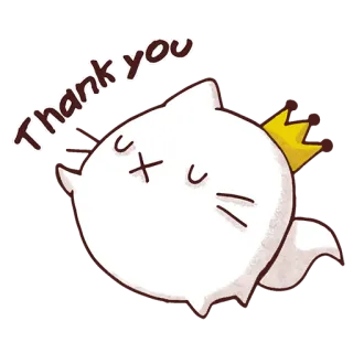 🙂 Thank you cat, thank you, cute, sticker, kawaii, crown whatsapp sticker
