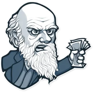 💵 Charles Darwin charles darwin, scientifique, argent, en colère, personnage historique, portrait telegram sticker