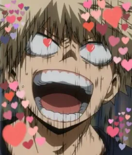🤔 Katsuki Bakugo My Hero Academia 바쿠고 카츠키, 나의 히어로 아카데미아, 애니메이션, 하트, 사랑, 만화 whatsapp sticker