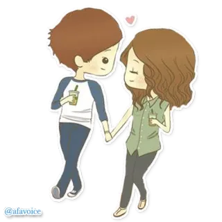 👫 @afavoice para, miłość, kreskówka, ilustracja, związek, słodkie, trzymanie za ręce telegram sticker