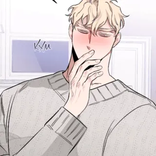 😳 man, kiss, blush, sweater, illustration telegram sticker
