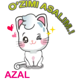 😘 O'ZIMI ASALIM! Katze, niedlich, kawaii, Liebe, Herz, Haustier telegram sticker