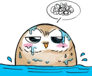 🙄 сова, в стрессе, измученный, тревога, мультфильм, милый telegram sticker