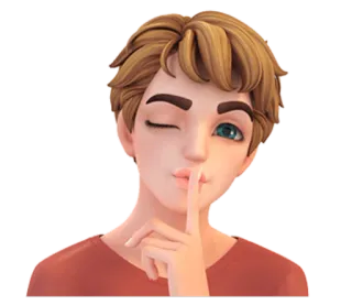 🤐 cicho, mrugnięcie, sekret, spokój, kreskówka, grafika cyfrowa whatsapp sticker