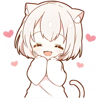 🥰 animé, chat, mignon, coeurs, dessin animé telegram sticker