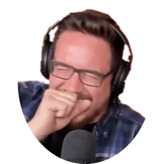 😂 mann, porträt, mikrofon, brille, podcast, person, lachen whatsapp sticker