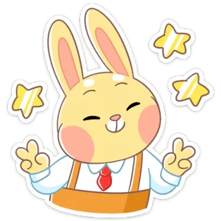 ☺️ Hase, Kaninchen, Sterne, Frieden, süß, kawaii, Sticker, Cartoon telegram sticker