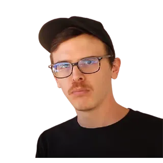 😐 hombre, persona, gafas, retrato, gorra, bigote whatsapp sticker