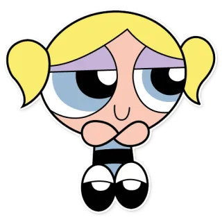 😏 Bubbles The Powerpuff Girls cartone animato, ragazza, supereroe, bionda telegram sticker