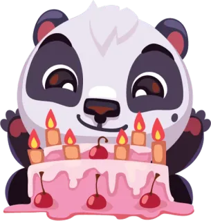 🎂 Panda, Bolo, Aniversário, Celebração, Animal, Desenho animado, Fofo, Festa telegram sticker