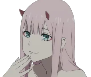 😂 Zero Two Darling in the Franxx Anime, Weiblich, Pinke Haare, Zero Two, Darling in the Franxx, Charakter, Porträt whatsapp sticker