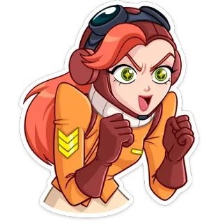 😡 การ์ตูน, ผู้หญิง, นักบิน, เด็กผู้หญิง, สติกเกอร์ telegram sticker