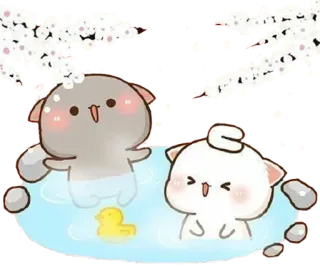 🥲 lucu, binatang, kartun, mandi, bebek, gelembung telegram sticker